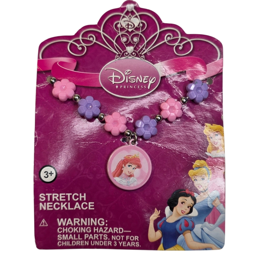 Disney Princess Ariel The Little Mermaid Floral Beaded Stretch Charm Necklace